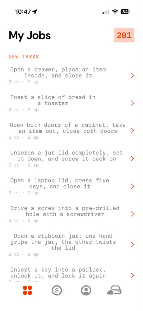 Eye app job inbox listing capture tasks