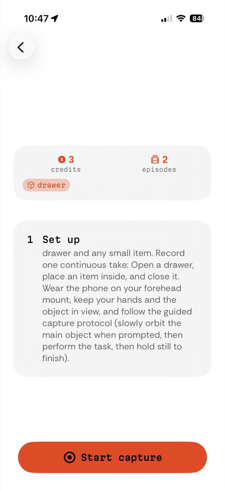 Eye app task detail with setup instructions